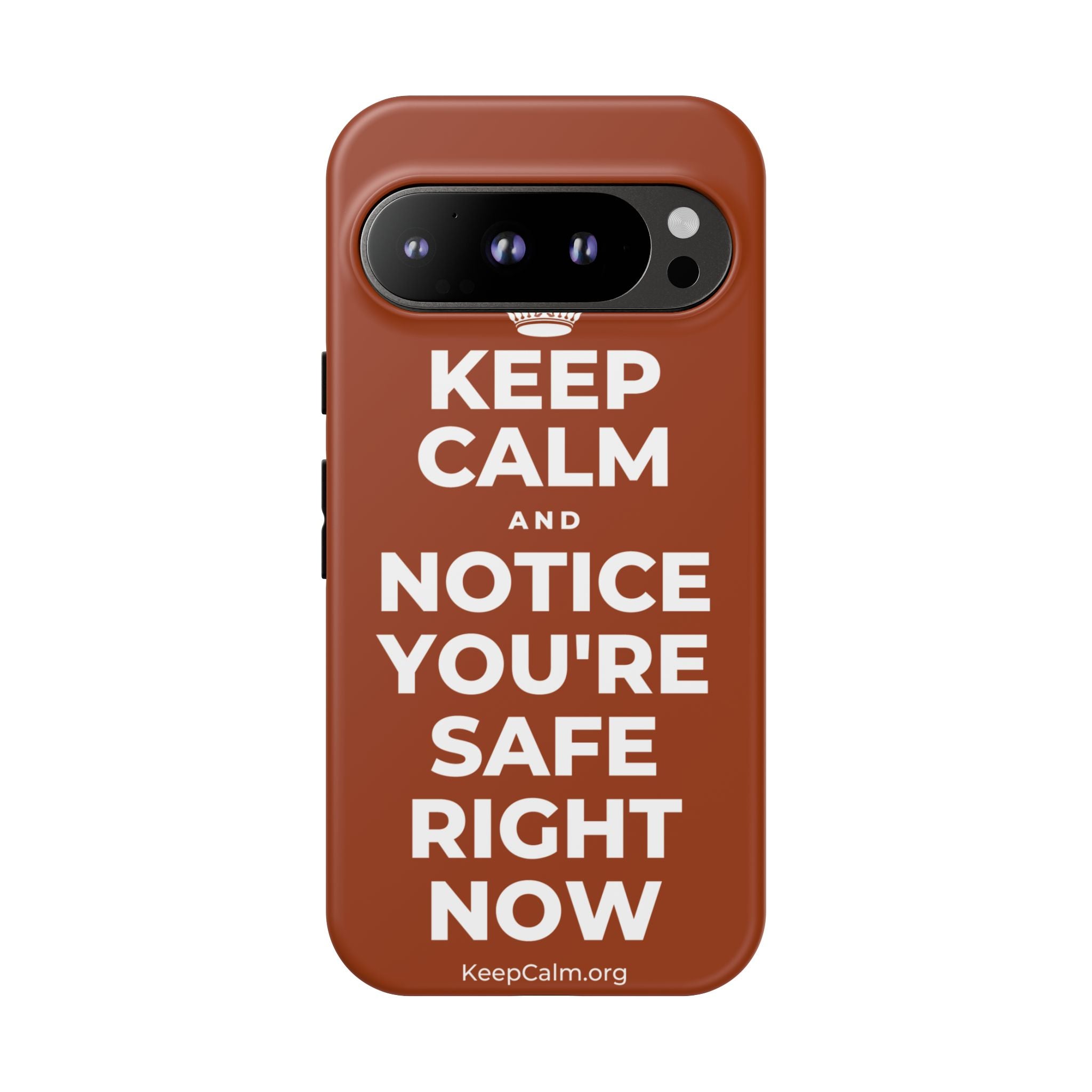 KEEP CALM AND NOTICE YOU'RE SAFE RIGHT NOW Phone Case