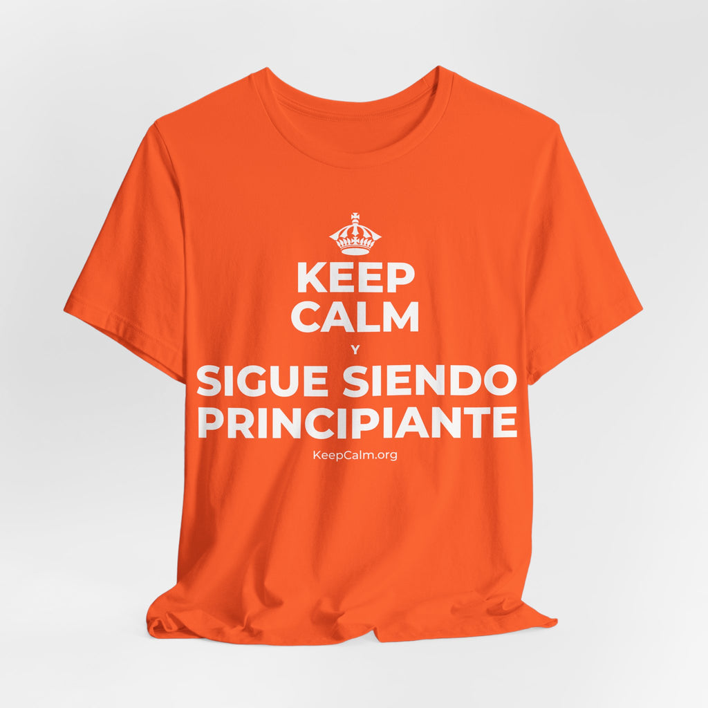 KEEP CALM Y SIGUE SIENDO PRINCIPIANTE T-Shirt (Baby Blue–Silver)