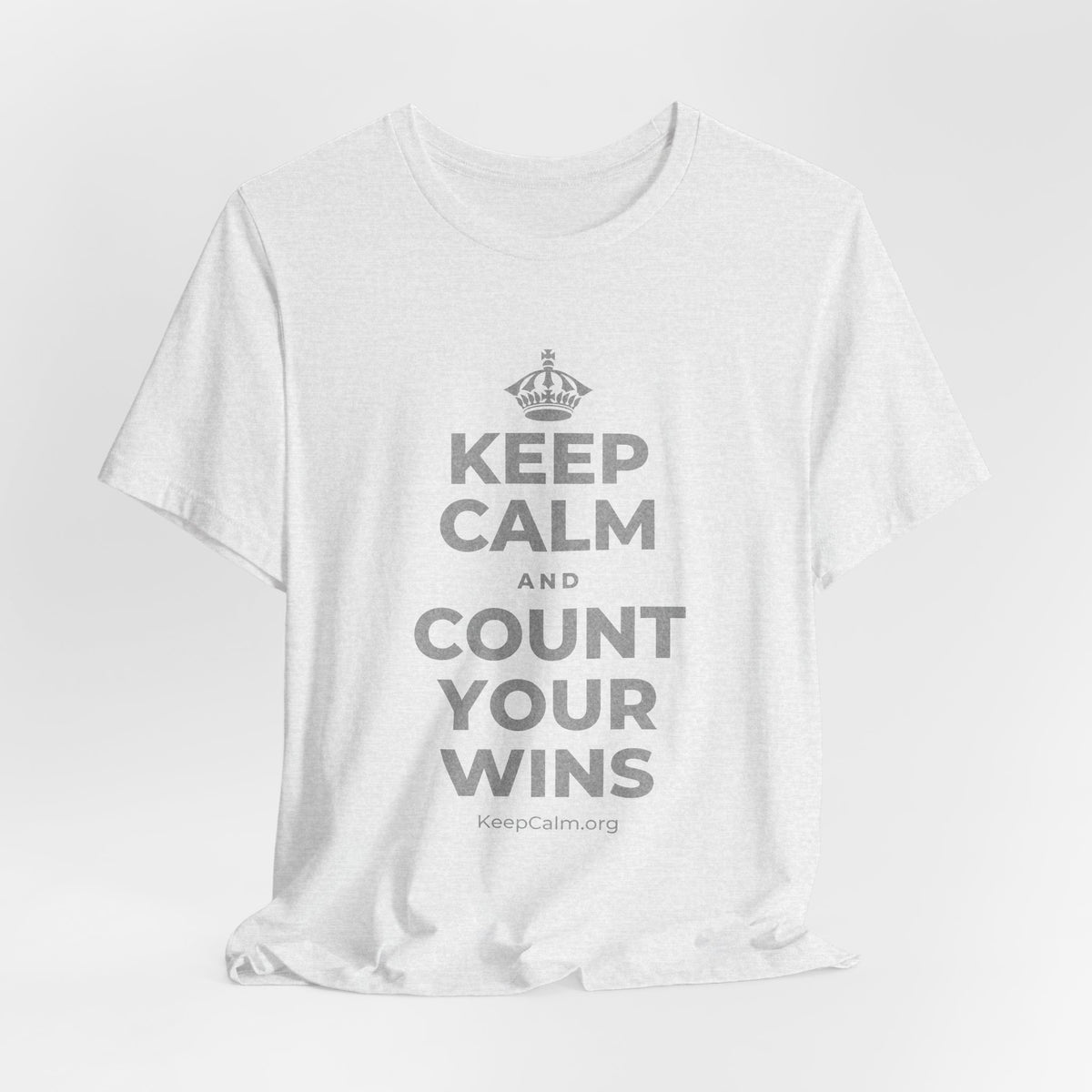 KEEP CALM AND COUNT YOUR WINS T-Shirt (Soft Cream–Heather Mauve)