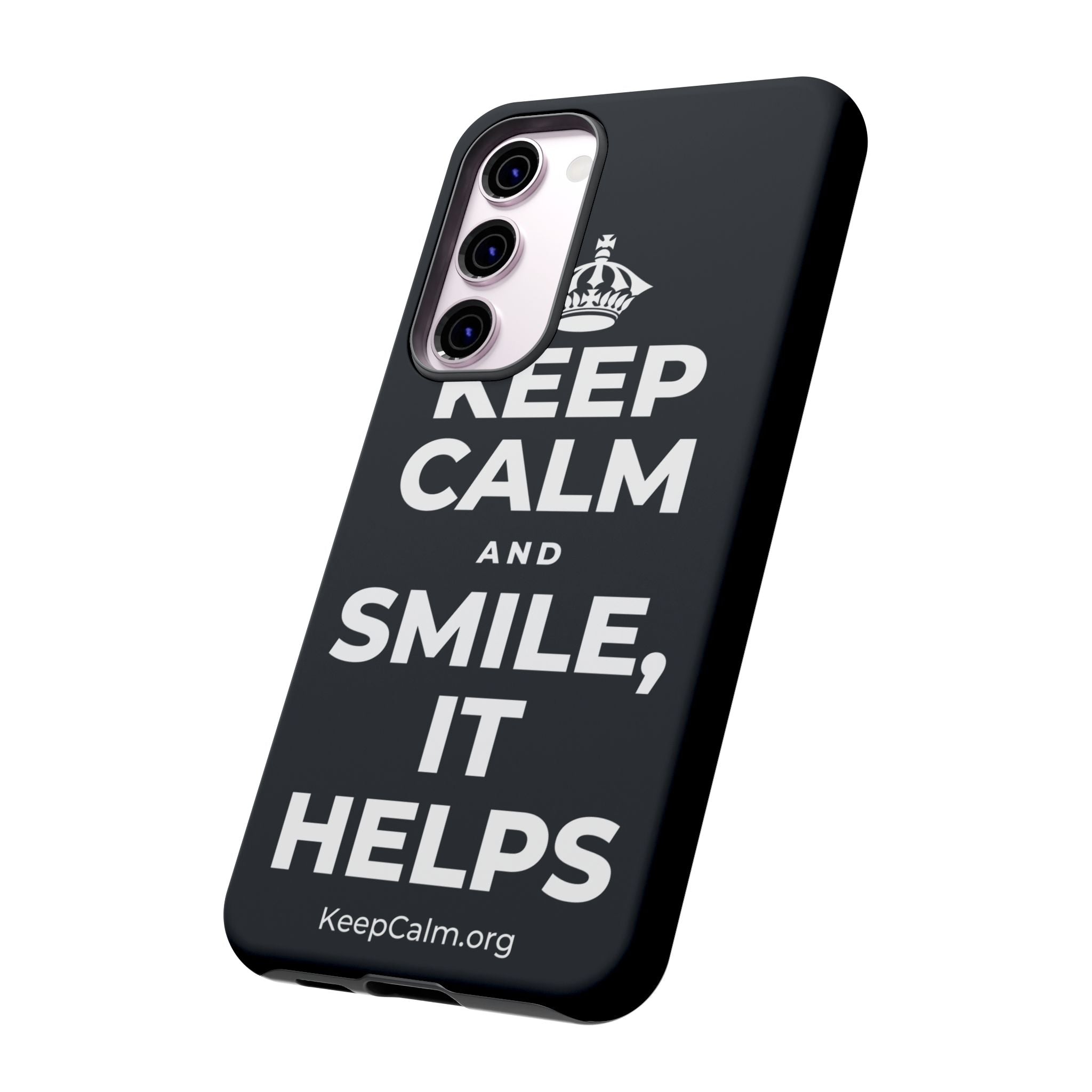 KEEP CALM AND SMILE, IT HELPS Phone Case (Dark)