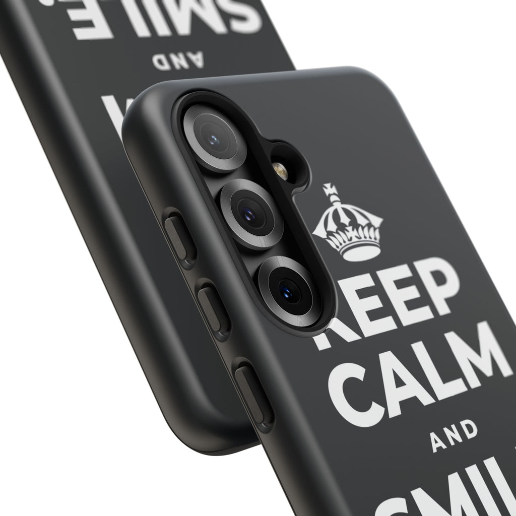 KEEP CALM AND SMILE, IT HELPS Phone Case (Dark)