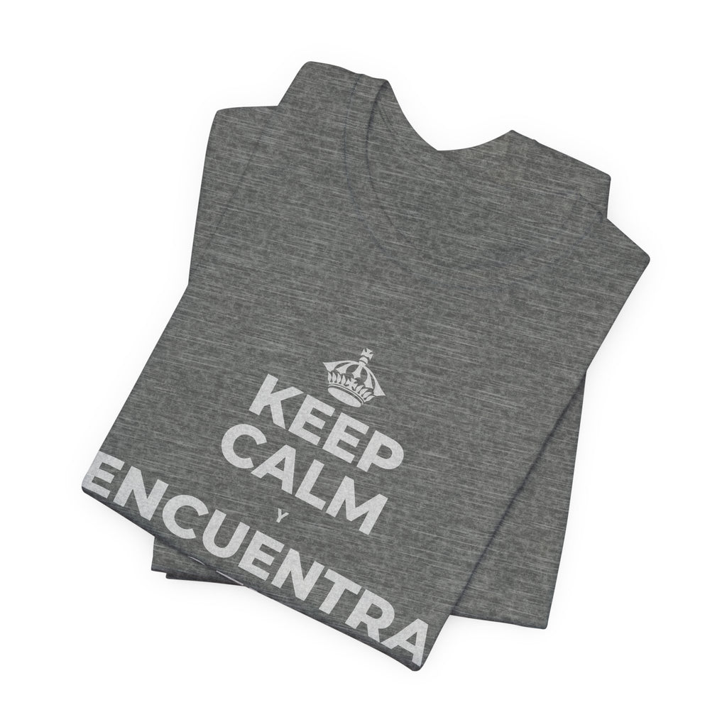 KEEP CALM Y ENCUENTRA TU CENTRO T-Shirt (Baby Blue–Silver)