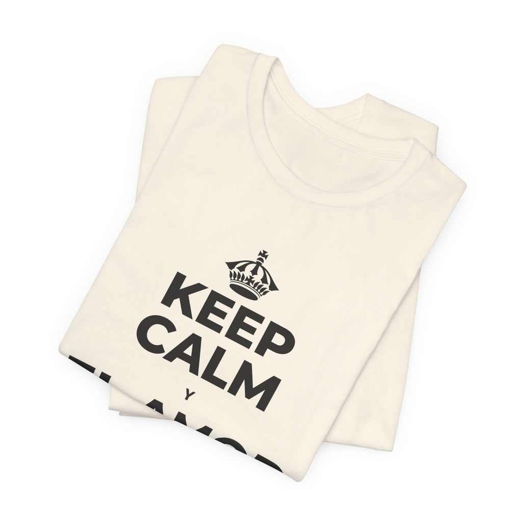 KEEP CALM Y EL AMOR PROPIO CUENTA T-Shirt (White–Asphalt)