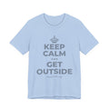 KEEP CALM AND GET OUTSIDE T-Shirt (Baby Blue–Silver)