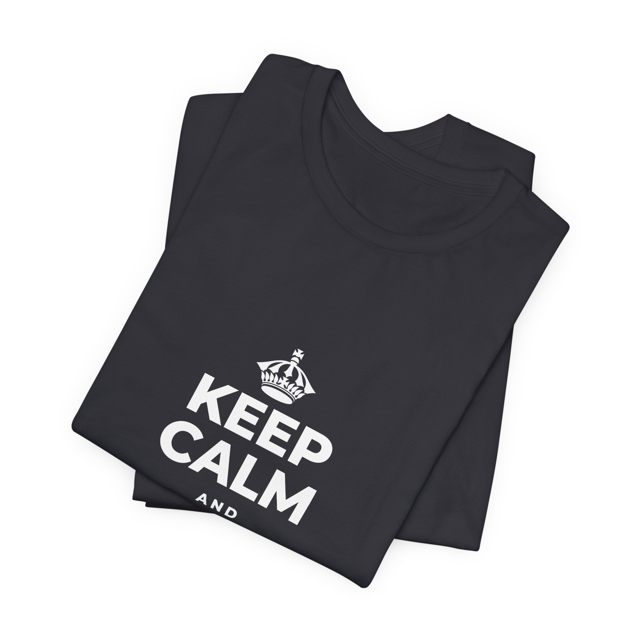KEEP CALM AND RECHARGE, NO GUILT T-Shirt (Baby Blue–Silver)