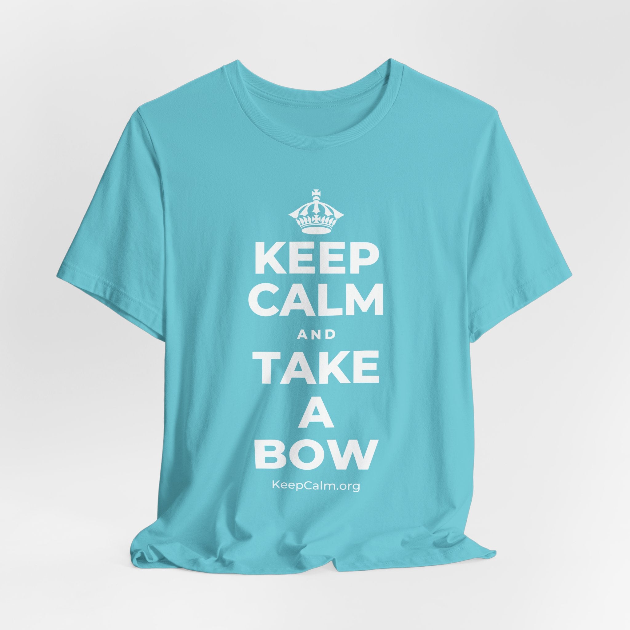 KEEP CALM AND TAKE A BOW T-Shirt (Soft Cream–Heather Mauve)