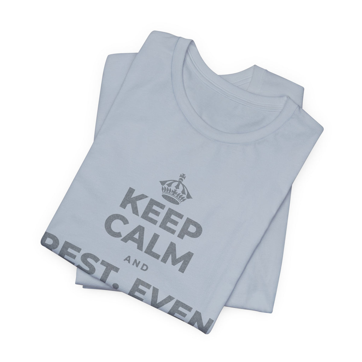 KEEP CALM AND REST, EVEN WIDE AWAKE T-Shirt (White–Asphalt)