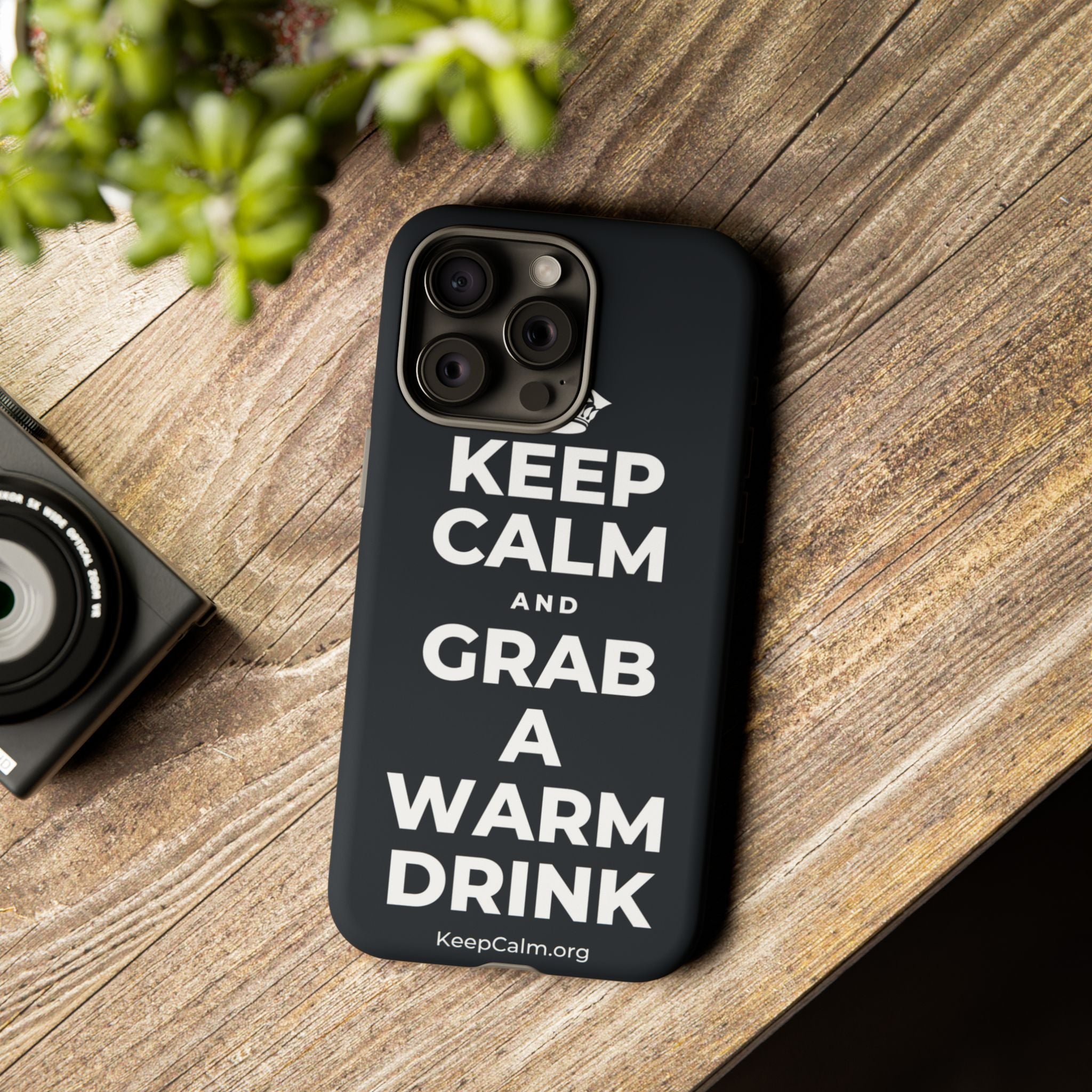 KEEP CALM AND GRAB A WARM DRINK Phone Case (Dark)