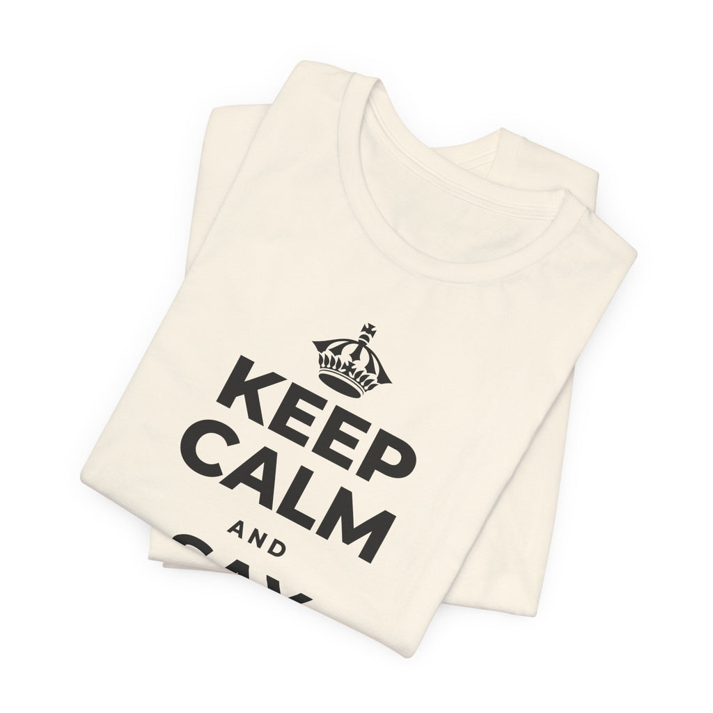KEEP CALM AND SAY THANK YOU T-Shirt (White–Asphalt)