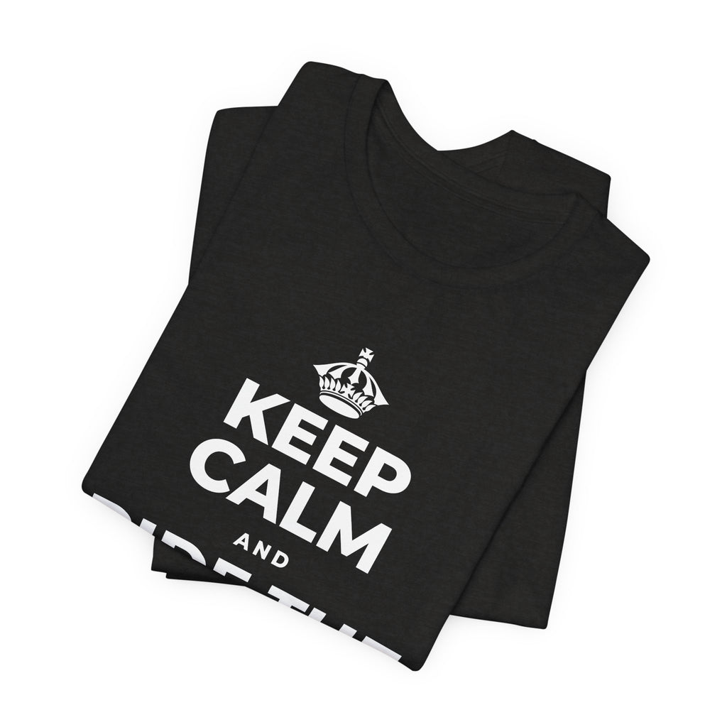 KEEP CALM AND RIDE THE GOOD WAVE T-Shirt (Soft Cream–Heather Mauve)