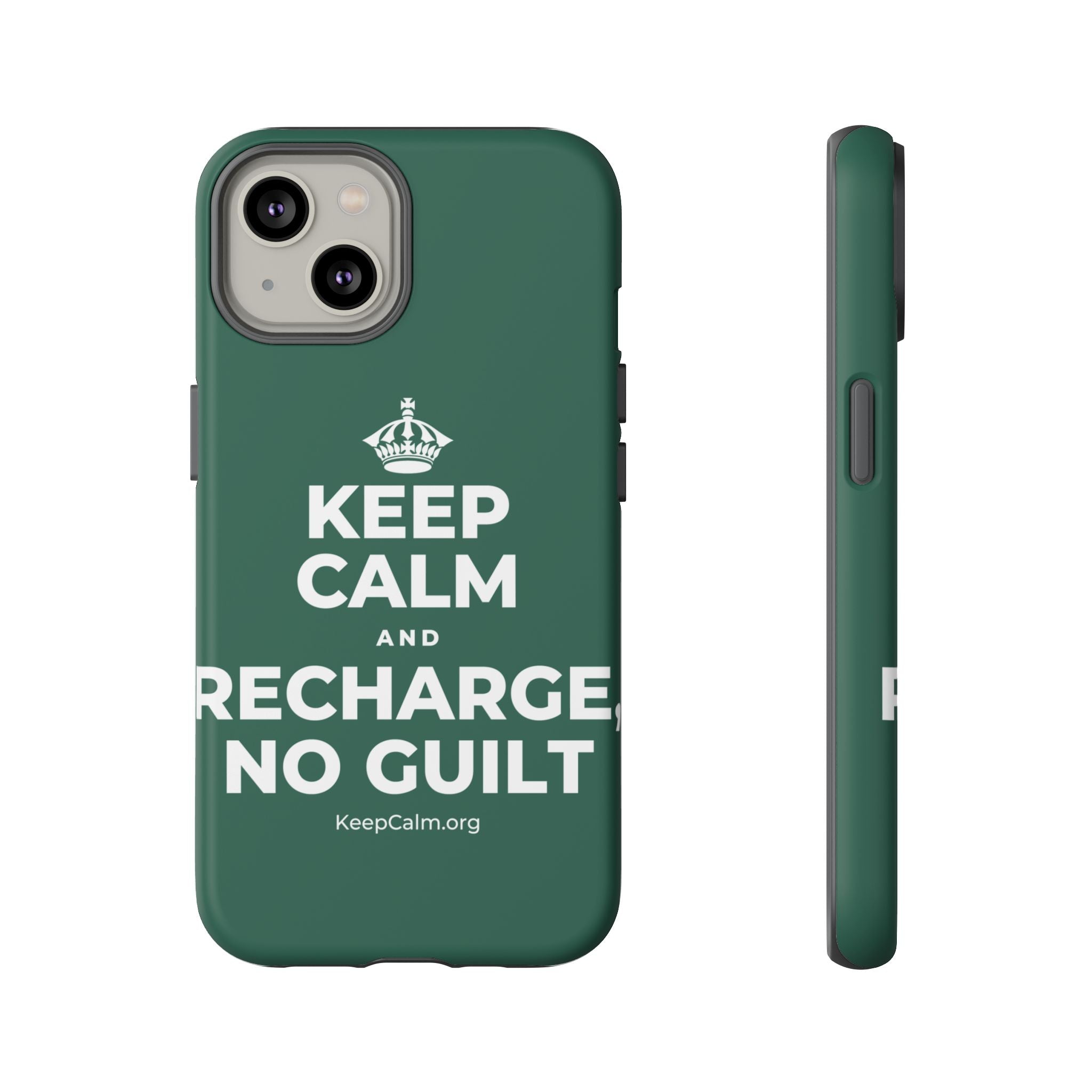 KEEP CALM AND RECHARGE, NO GUILT Phone Case