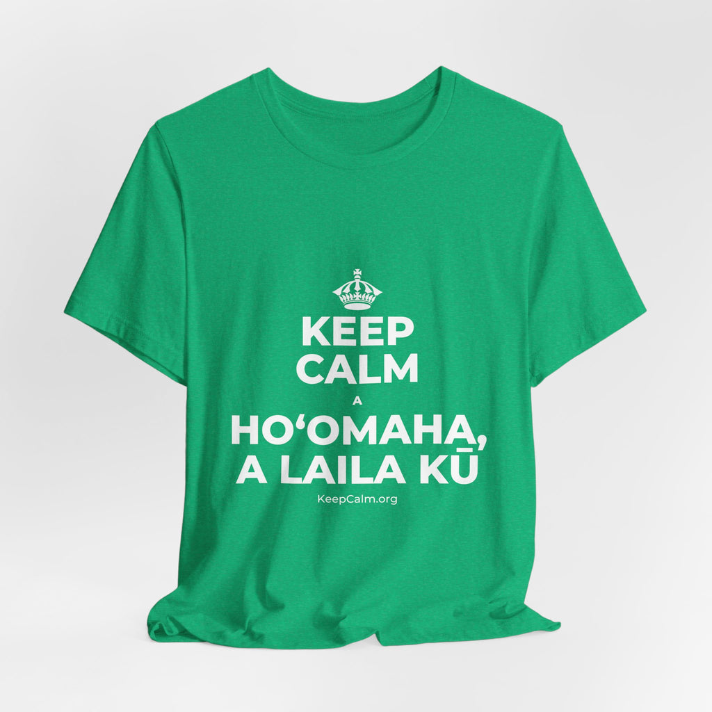 KEEP CALM A HOʻOMAHA, A LAILA KŪ T-Shirt (Baby Blue–Silver)
