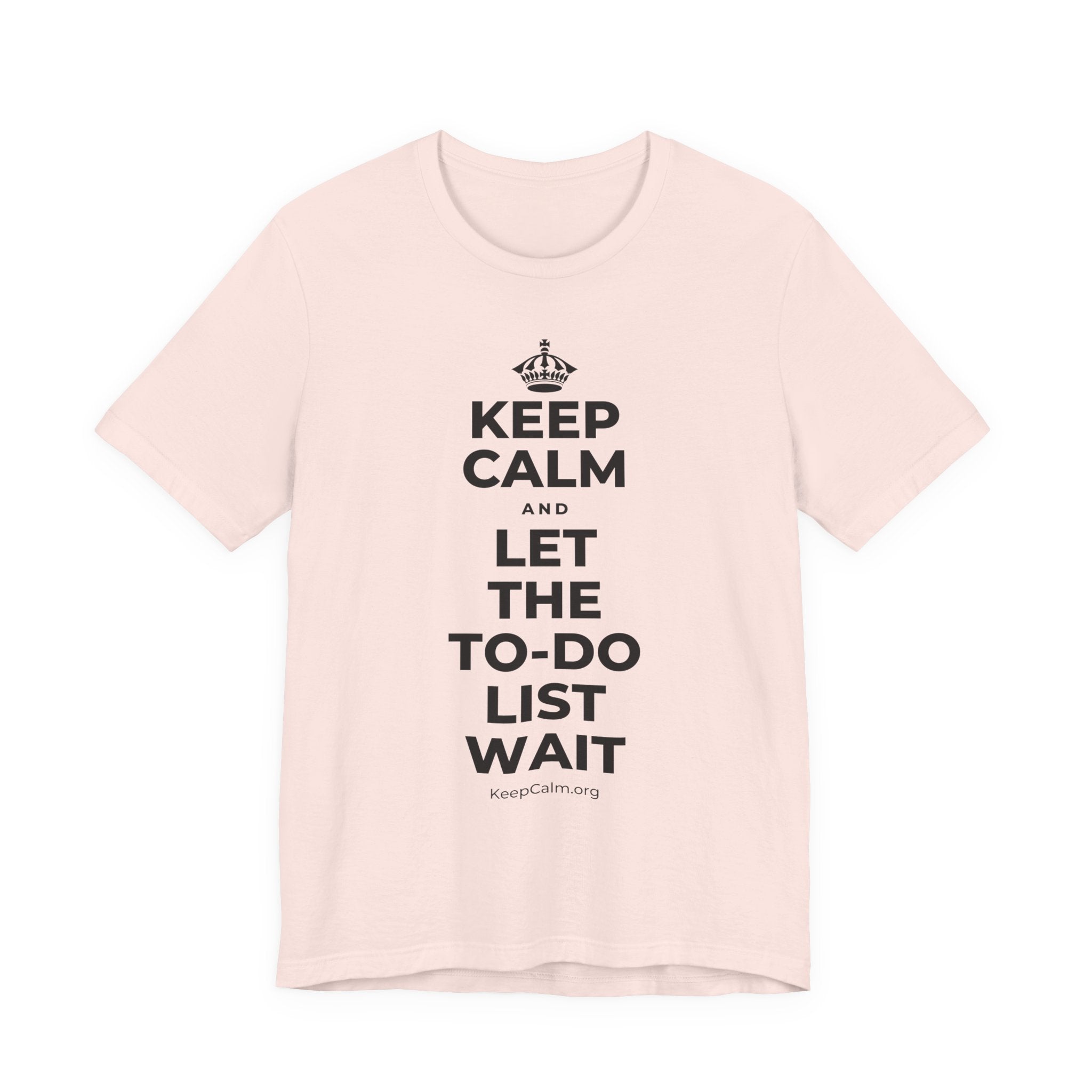 KEEP CALM AND LET THE TO-DO LIST WAIT T-Shirt (Soft Cream–Heather Mauve)