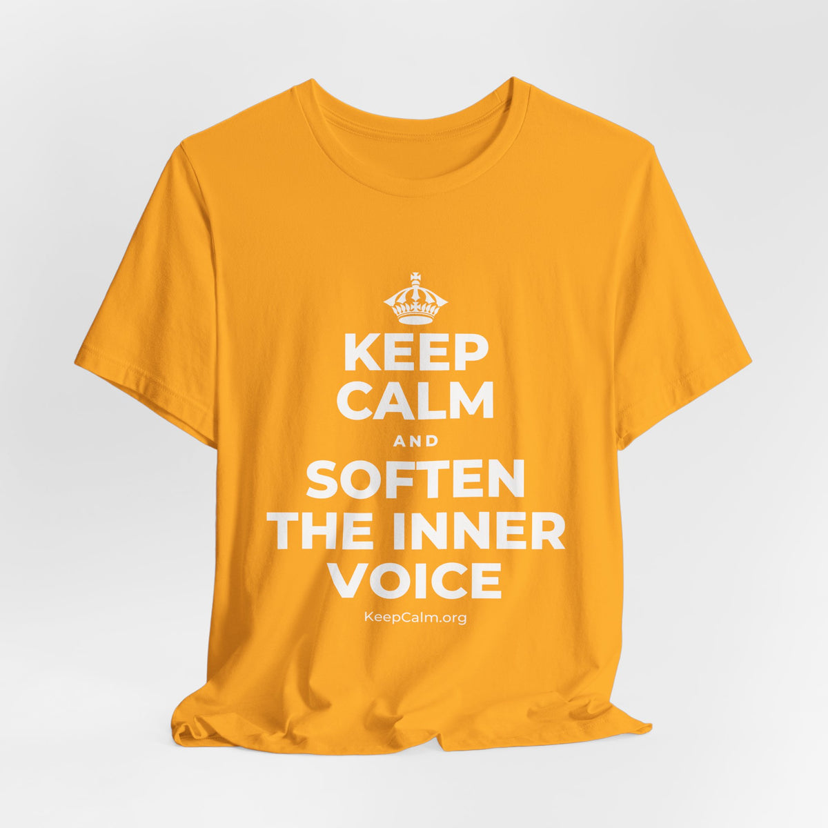 KEEP CALM AND SOFTEN THE INNER VOICE T-Shirt (Baby Blue–Silver)