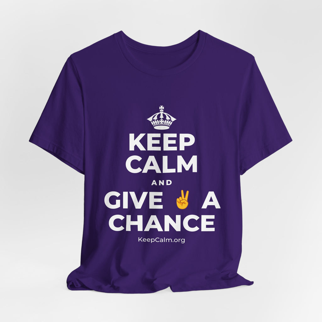KEEP CALM AND GIVE ✌️ A CHANCE T-Shirt (Soft Cream–Heather Mauve)