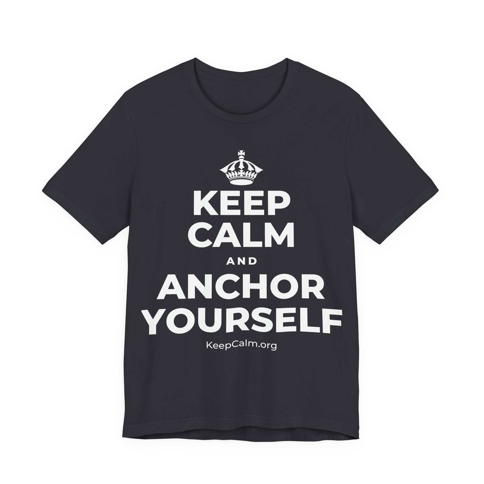 KEEP CALM AND ANCHOR YOURSELF T-Shirt (Baby Blue–Silver)