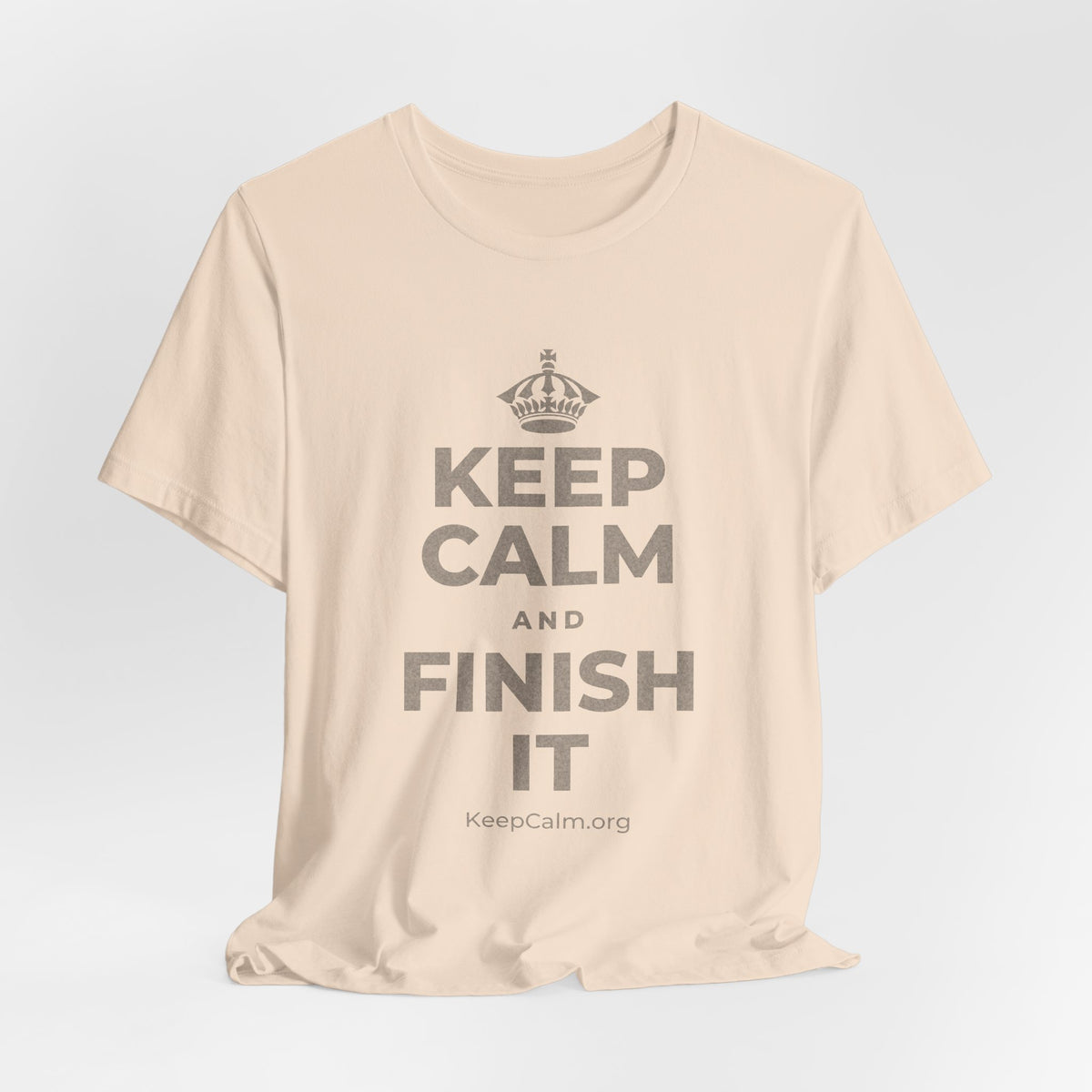 KEEP CALM AND FINISH IT T-Shirt (Soft Cream–Heather Mauve)