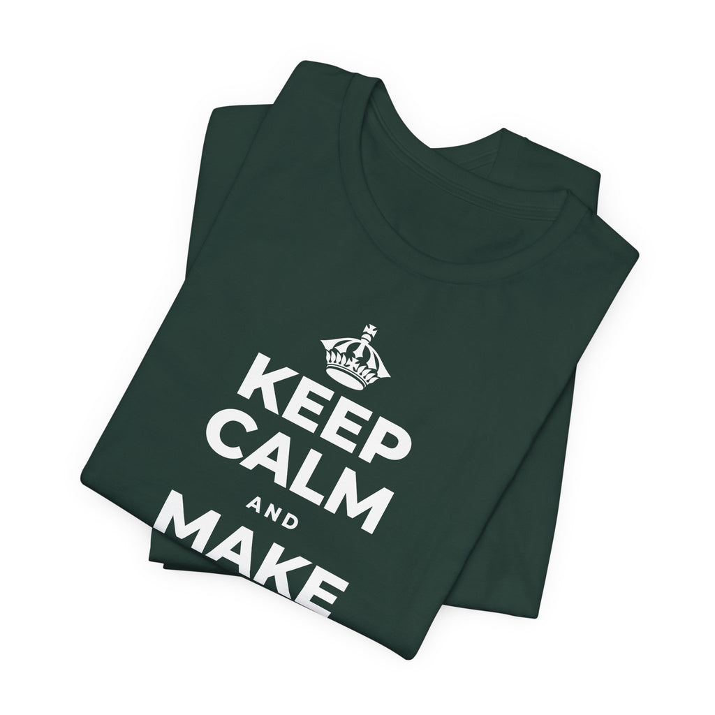 KEEP CALM AND MAKE ONE SMALL CHANGE T-Shirt (White–Asphalt)