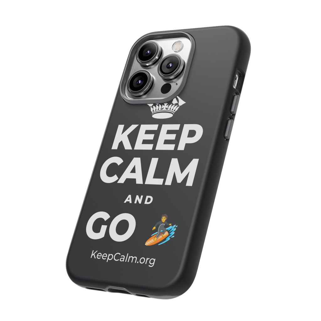 KEEP CALM AND GO 🏄 Phone Case (Dark)