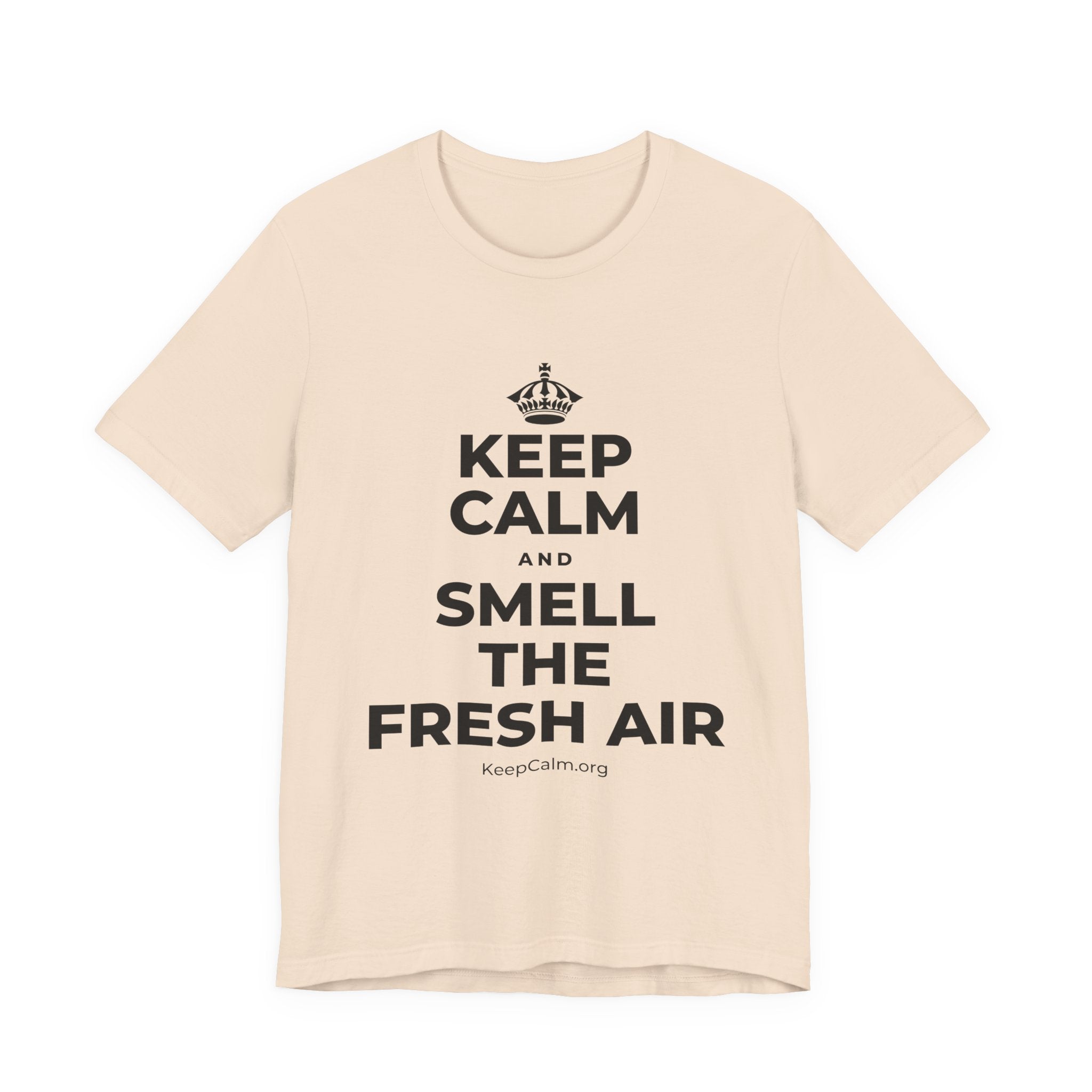 KEEP CALM AND SMELL THE FRESH AIR T-Shirt (Soft Cream–Heather Mauve)