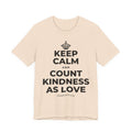 KEEP CALM AND COUNT KINDNESS AS LOVE T-Shirt (Soft Cream–Heather Mauve)