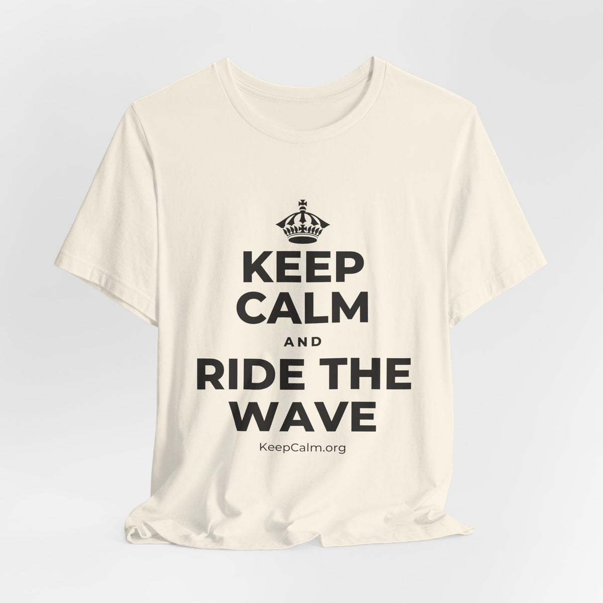 KEEP CALM AND RIDE THE WAVE T-Shirt (White–Asphalt)