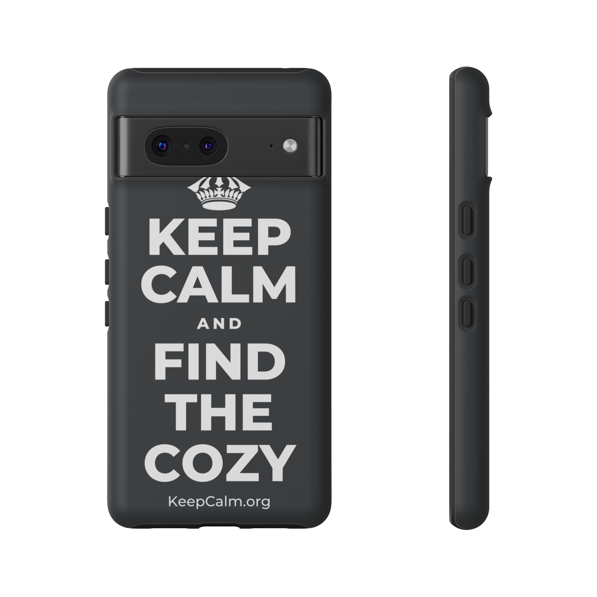KEEP CALM AND FIND THE COZY Phone Case (Dark)