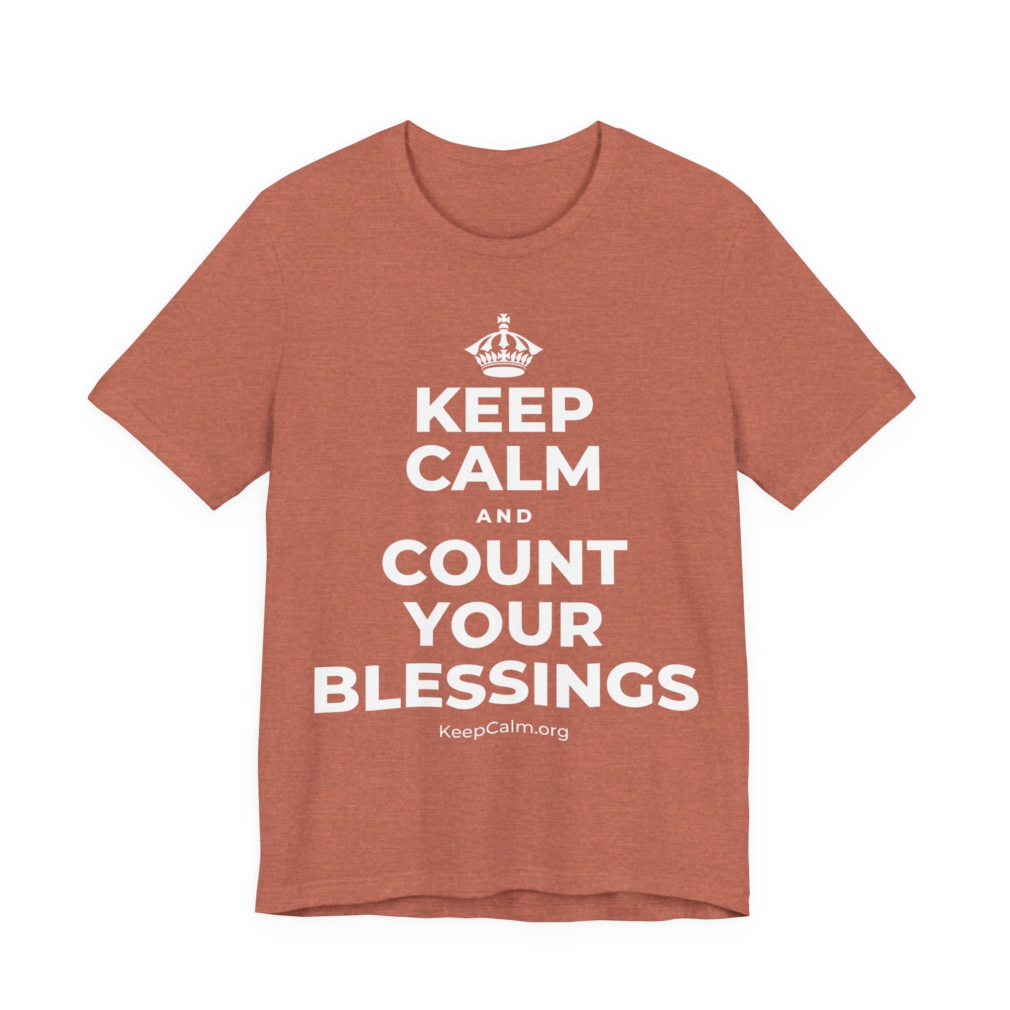 KEEP CALM AND COUNT YOUR BLESSINGS T-Shirt (Soft Cream–Heather Mauve)