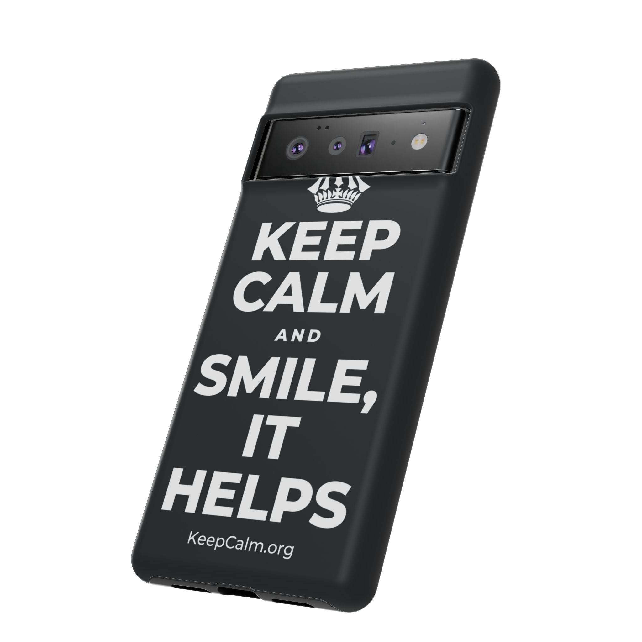 KEEP CALM AND SMILE, IT HELPS Phone Case (Dark)