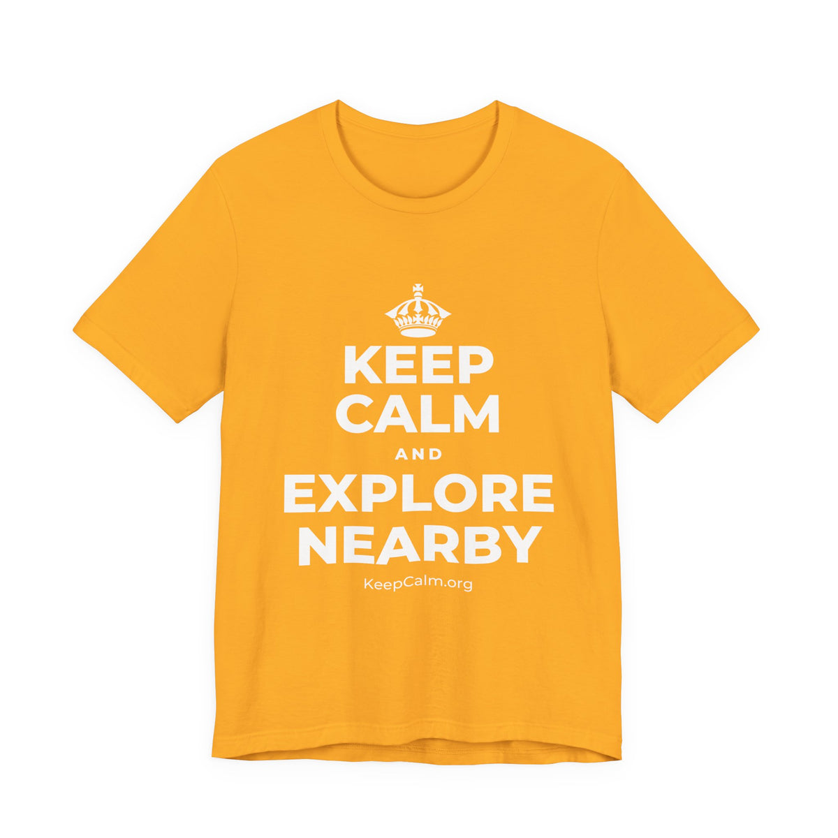 KEEP CALM AND EXPLORE NEARBY T-Shirt (Baby Blue–Silver)