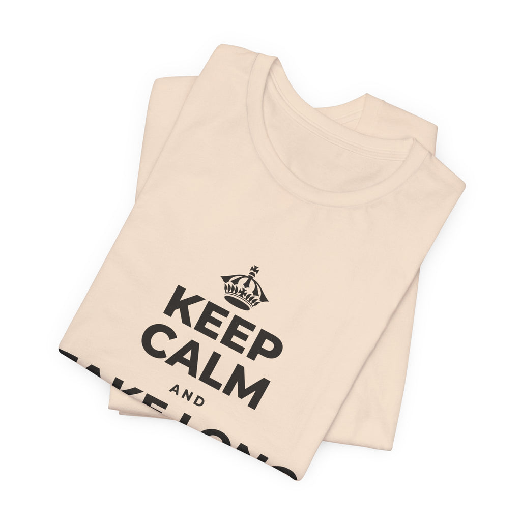 KEEP CALM AND TAKE LONG WALKS ON THE BEACH T-Shirt (Soft Cream–Heather Mauve)
