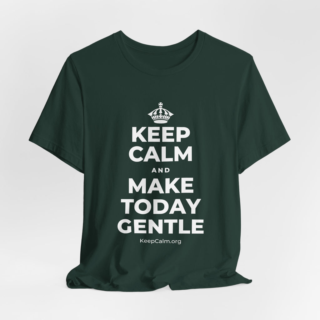 KEEP CALM AND MAKE TODAY GENTLE T-Shirt (White–Asphalt)