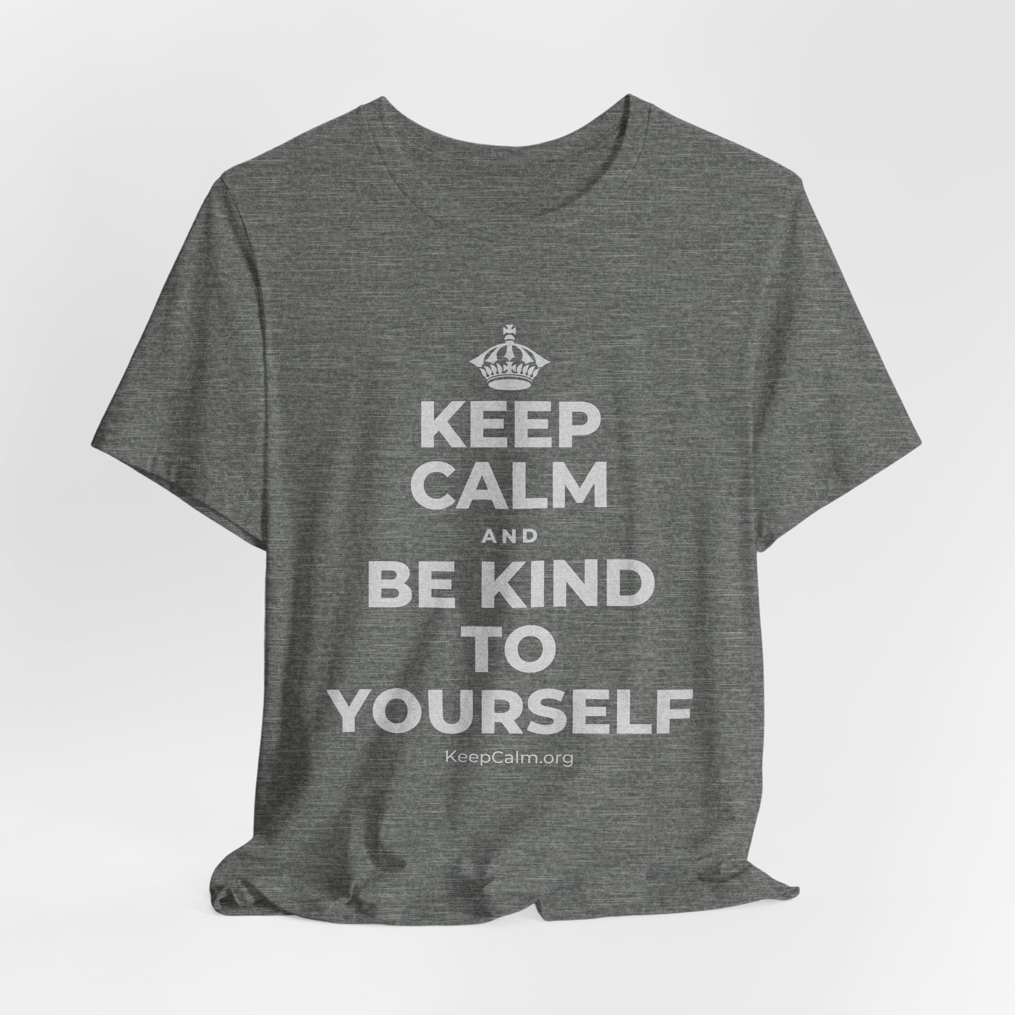 KEEP CALM AND BE KIND TO YOURSELF T-Shirt (Baby Blue–Silver)