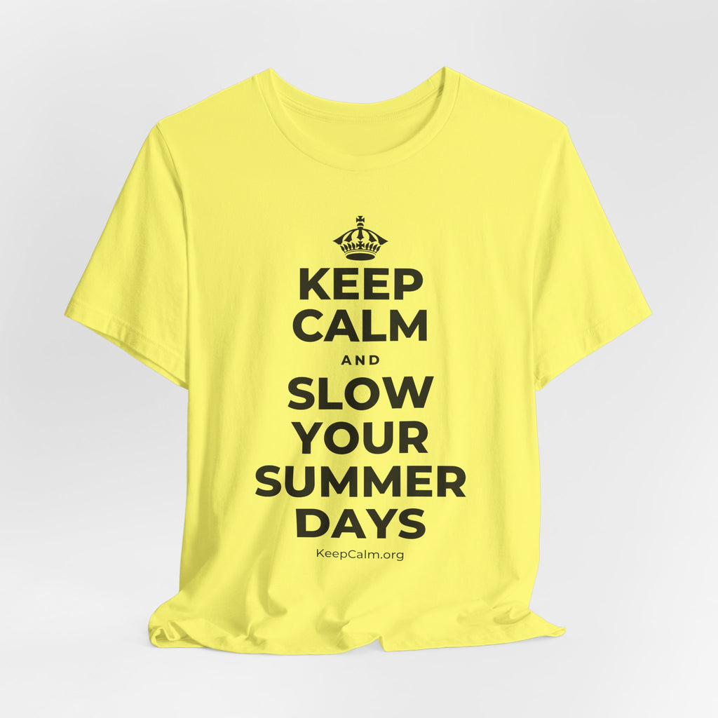 KEEP CALM AND SLOW YOUR SUMMER DAYS T-Shirt (Soft Cream–Heather Mauve)