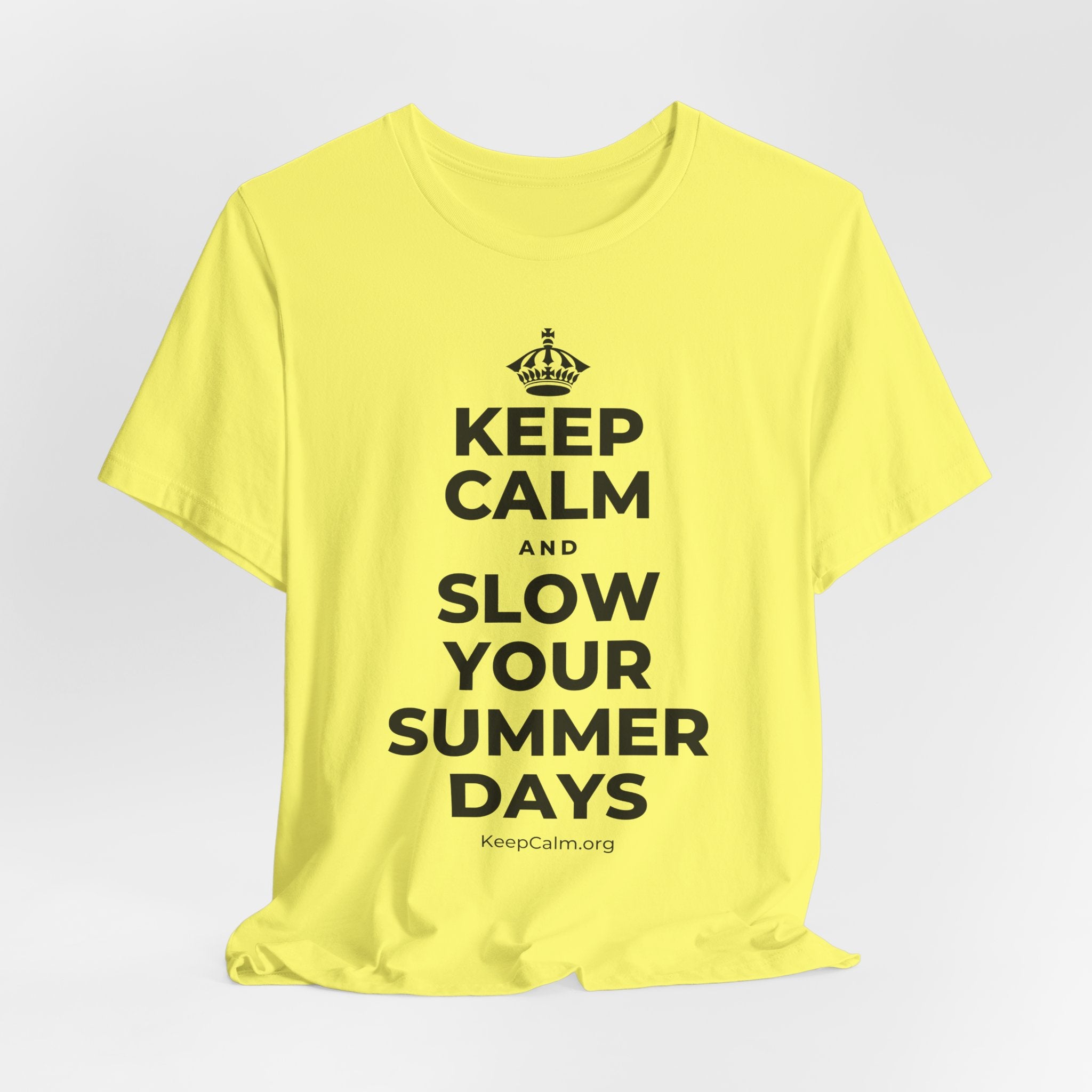 KEEP CALM AND SLOW YOUR SUMMER DAYS T-Shirt (Soft Cream–Heather Mauve)