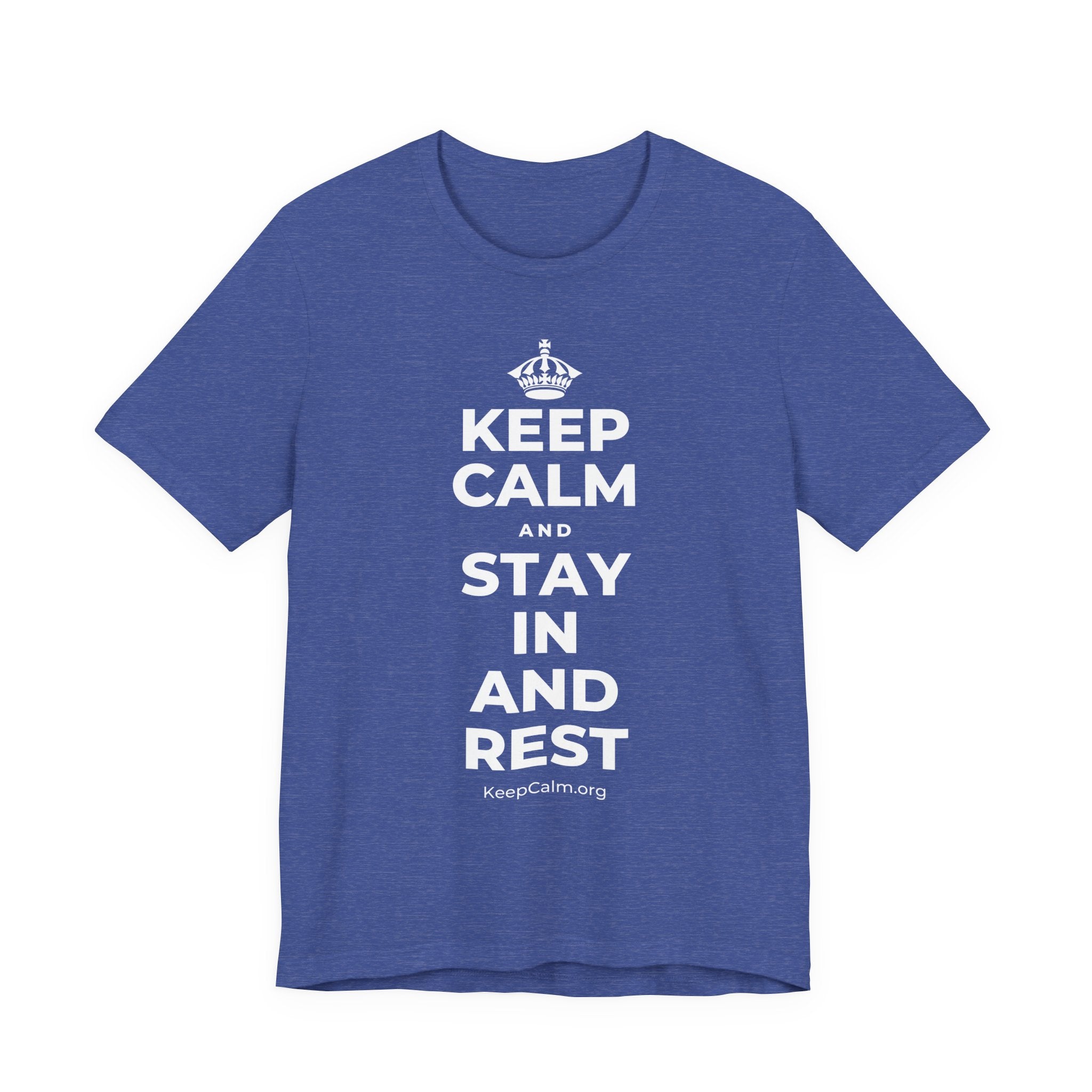 KEEP CALM AND STAY IN AND REST T-Shirt (Baby Blue–Silver)