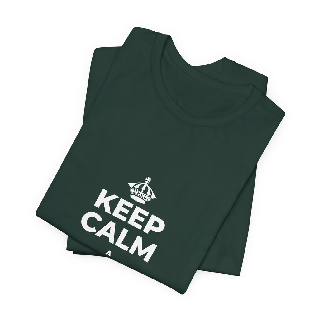 KEEP CALM A HOʻOMAHA, A LAILA KŪ T-Shirt (White–Asphalt)