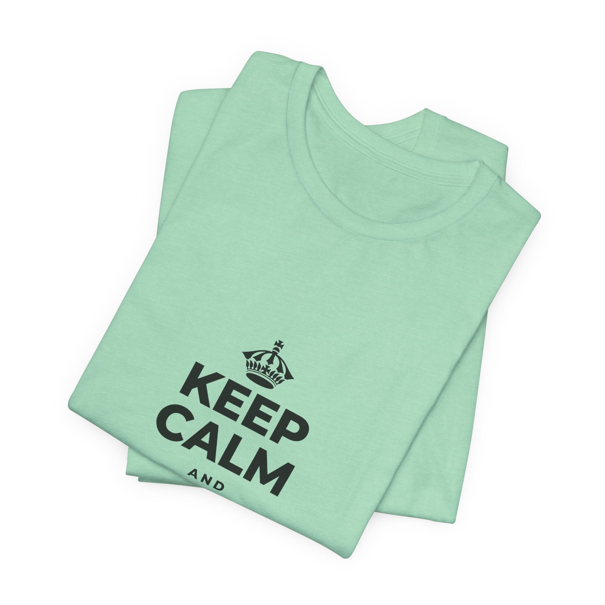 KEEP CALM AND CHASE THE MOONLIGHT T-Shirt (Baby Blue–Silver)