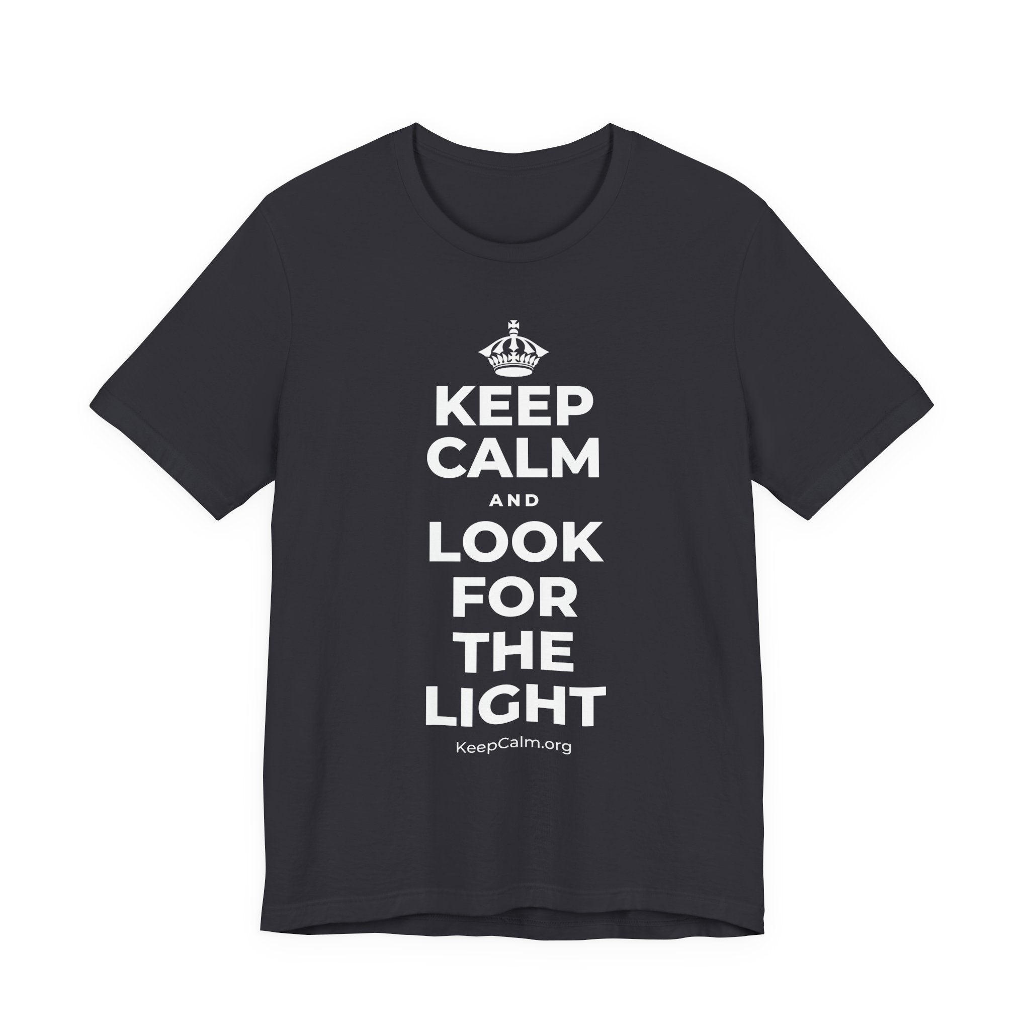KEEP CALM AND LOOK FOR THE LIGHT T-Shirt (Baby Blue–Silver)