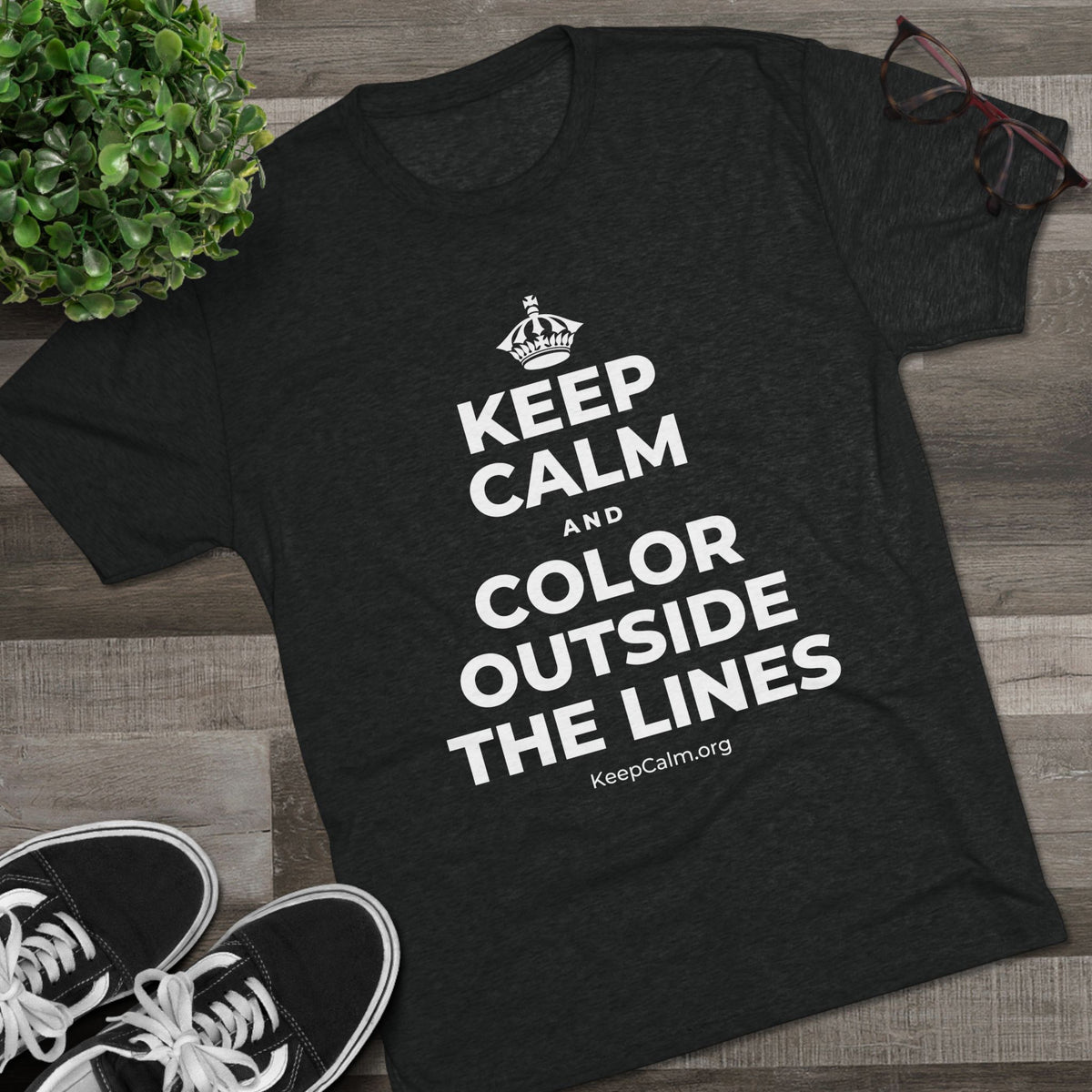 KEEP CALM AND COLOR OUTSIDE THE LINES Tri-Blend Tee