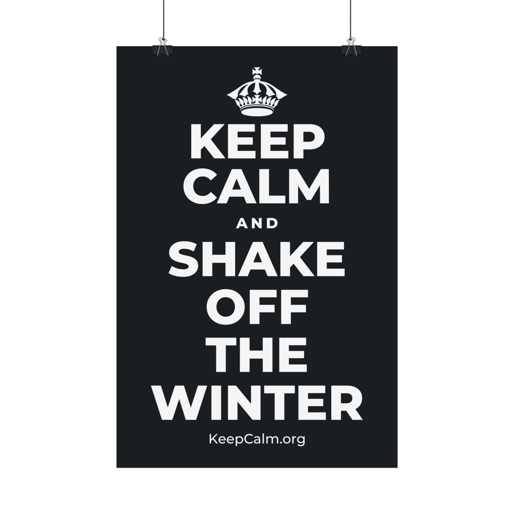 KEEP CALM AND SHAKE OFF THE WINTER Satin Poster (Dark)
