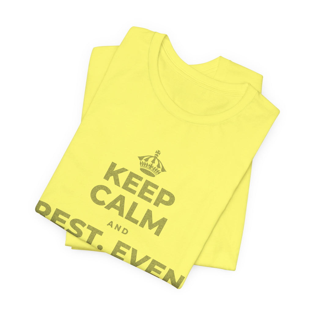KEEP CALM AND REST, EVEN WIDE AWAKE T-Shirt (Soft Cream–Heather Mauve)