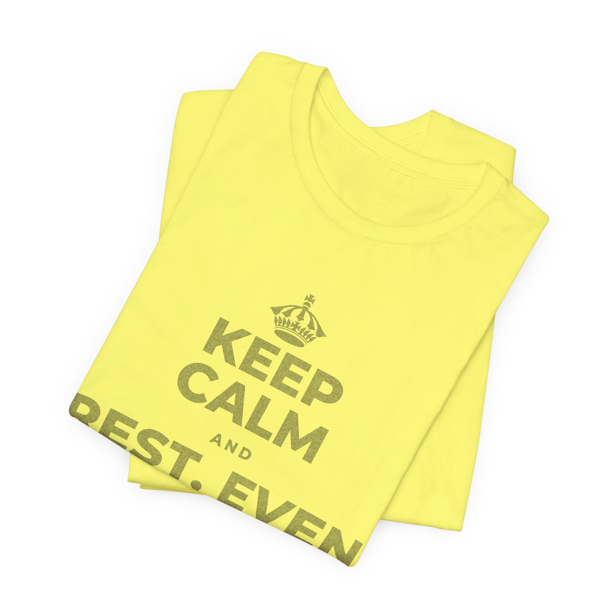KEEP CALM AND REST, EVEN WIDE AWAKE T-Shirt (Soft Cream–Heather Mauve)