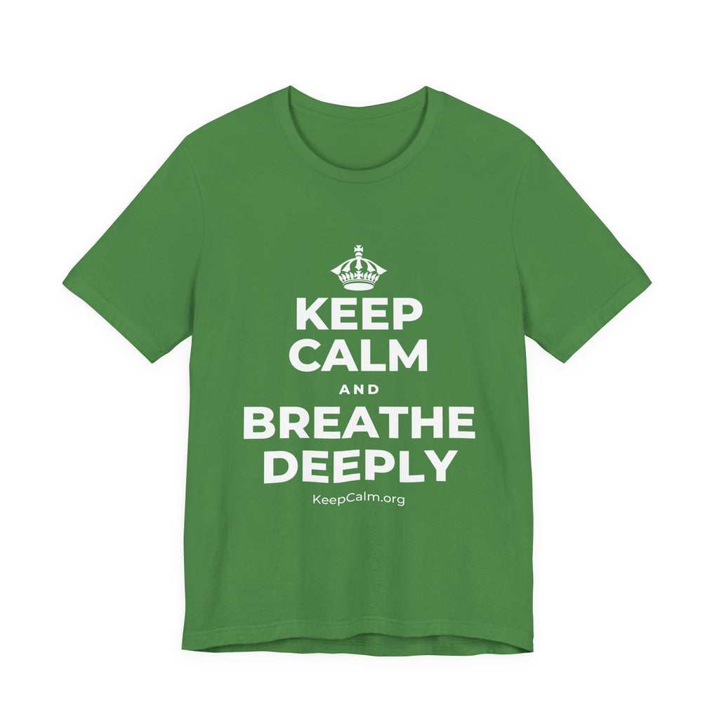 KEEP CALM AND BREATHE DEEPLY T-Shirt (Baby Blue–Silver)