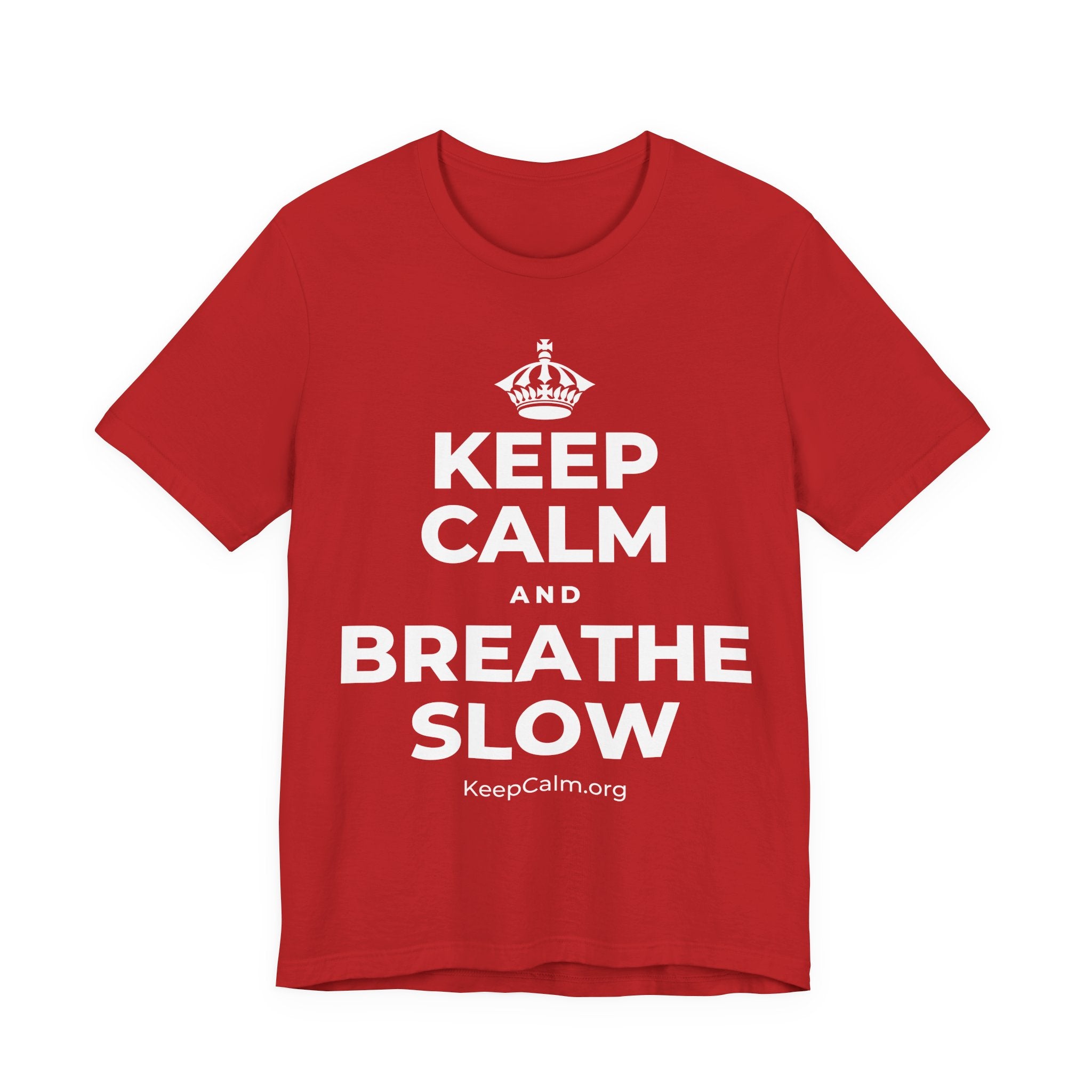 KEEP CALM AND BREATHE SLOW T-Shirt (White–Asphalt)