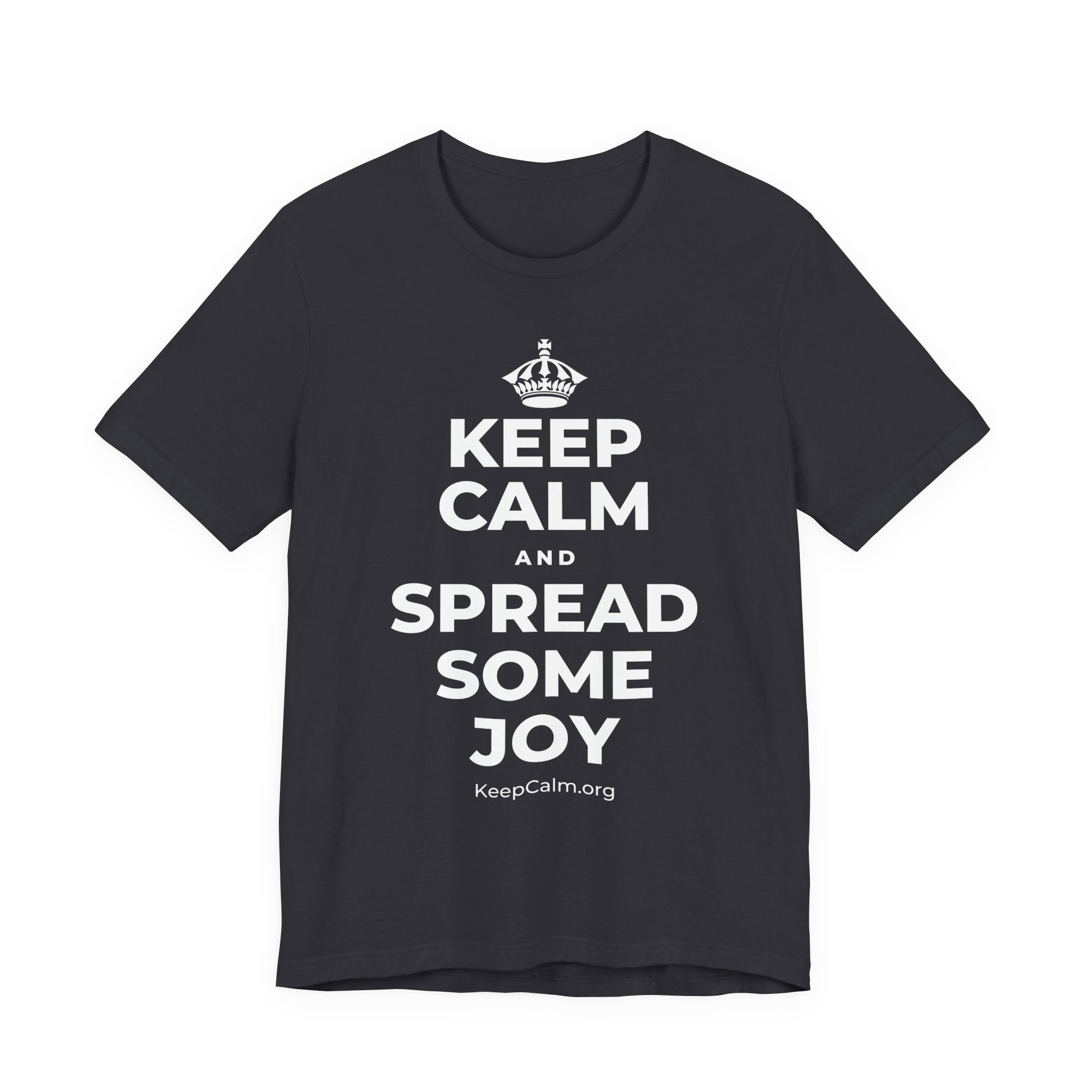 KEEP CALM AND SPREAD SOME JOY T-Shirt (Baby Blue–Silver)