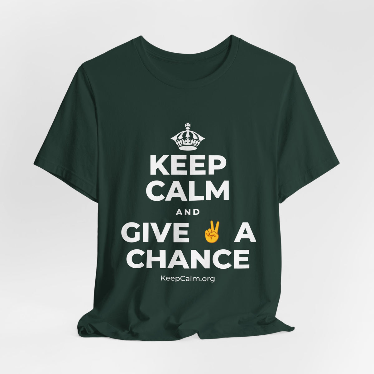 KEEP CALM AND GIVE ✌️ A CHANCE T-Shirt (White–Asphalt)