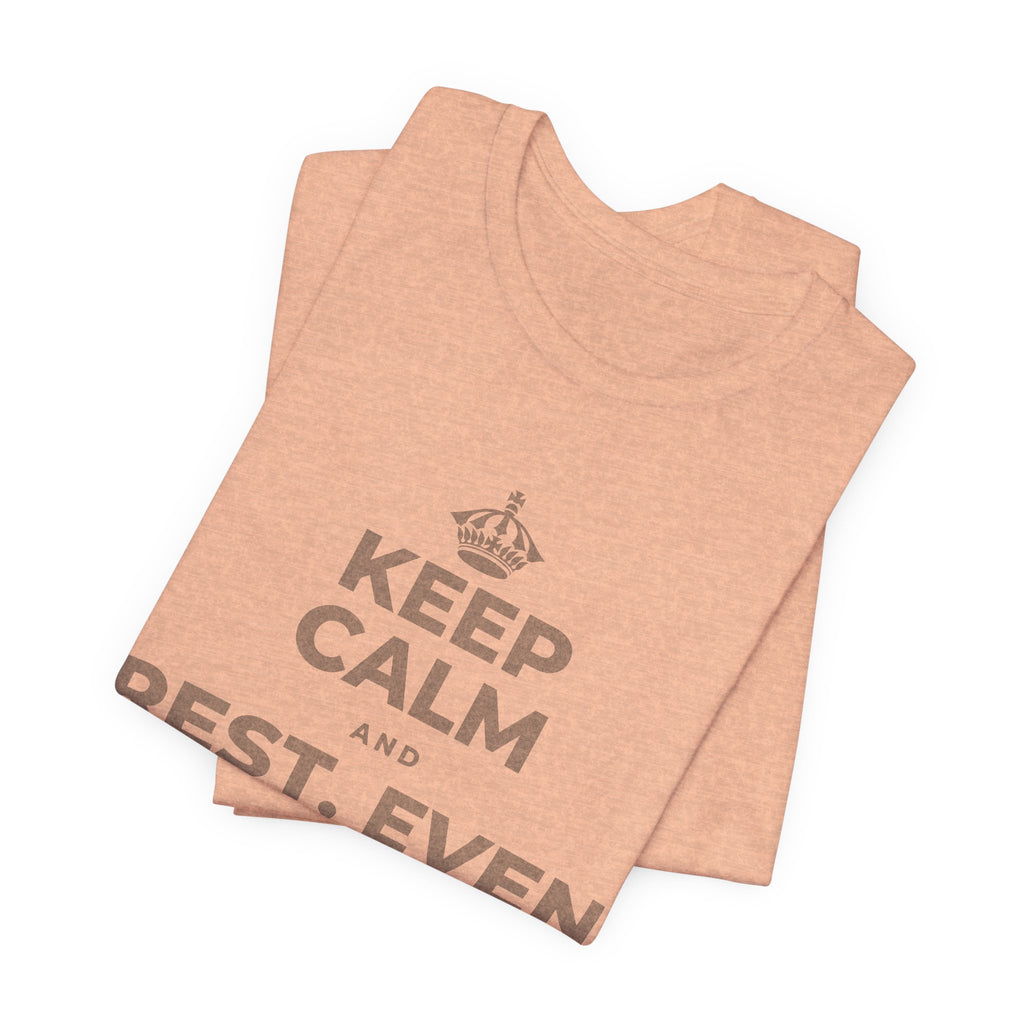KEEP CALM AND REST, EVEN WIDE AWAKE T-Shirt (Soft Cream–Heather Mauve)