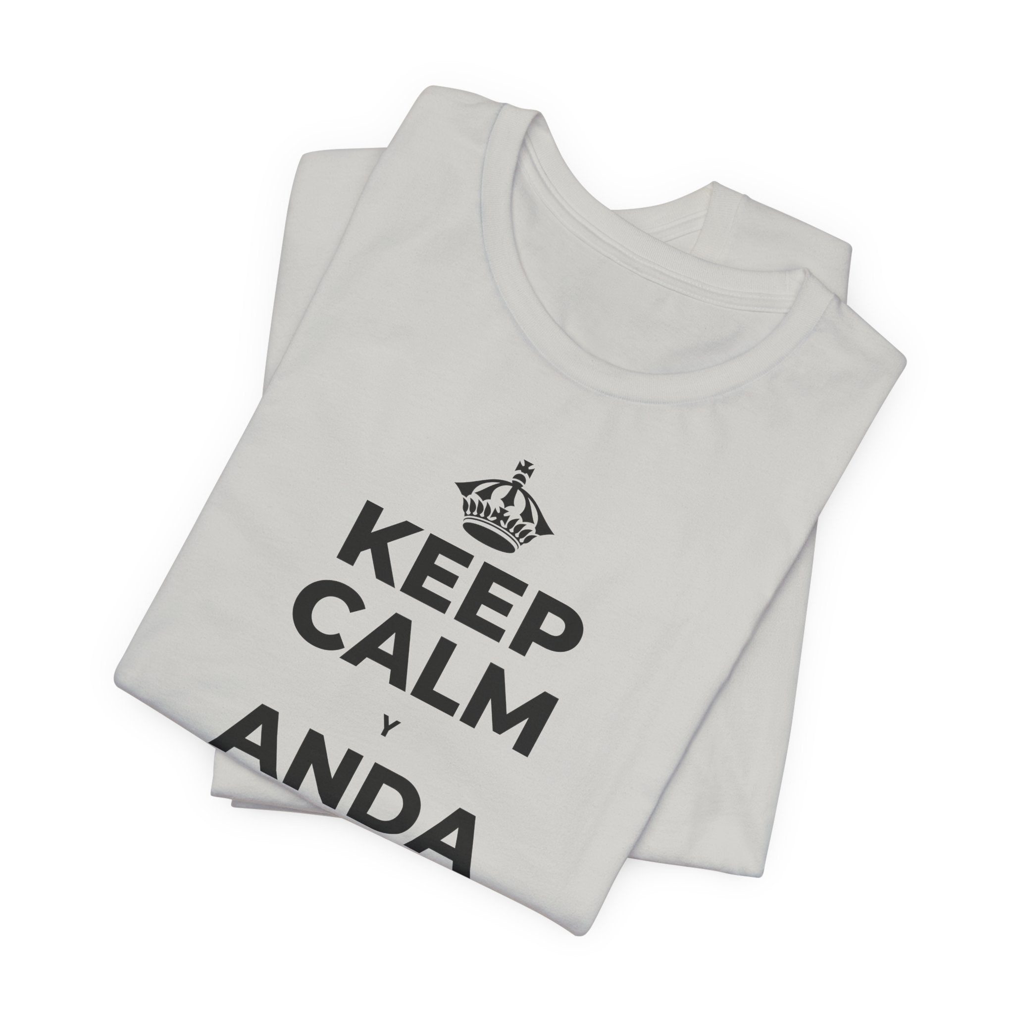 KEEP CALM Y ANDA DESCALZO EN EL PASTO T-Shirt (Baby Blue–Silver)