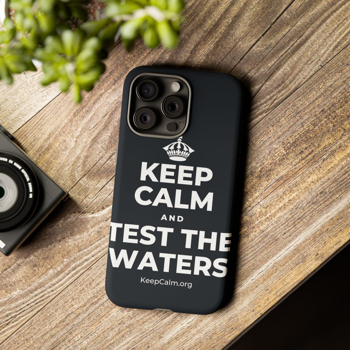 KEEP CALM AND TEST THE WATERS Phone Case (Dark)